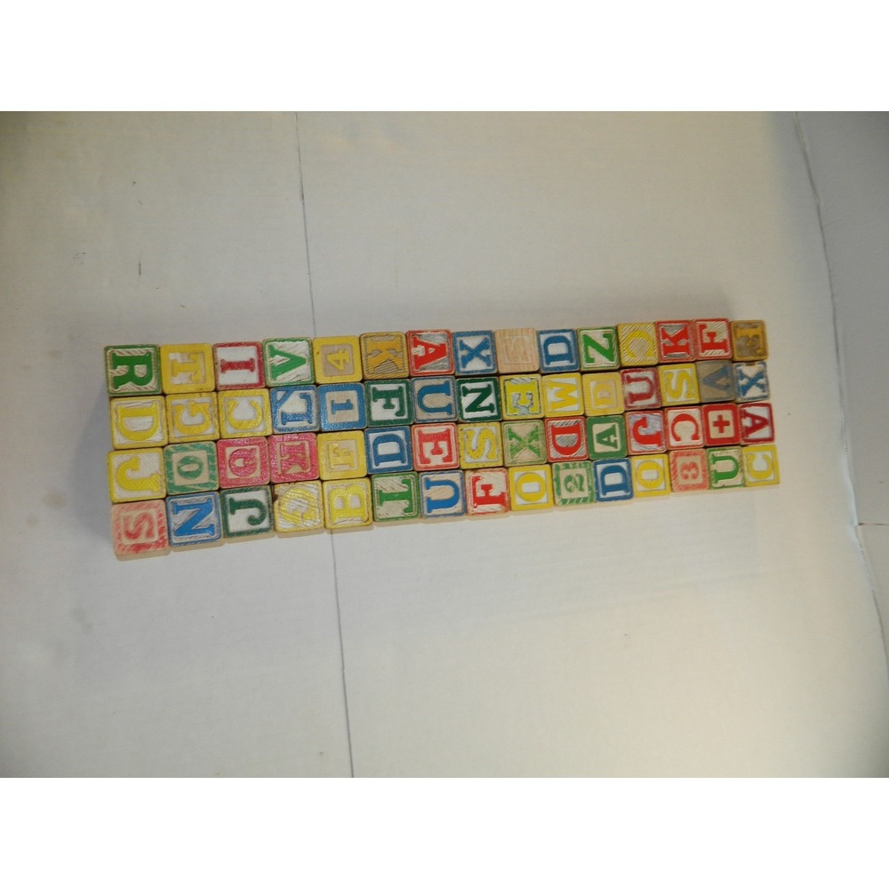 Unbranded Wooden Alphabet Blocks OS Multicolor Vintage 60pc Set